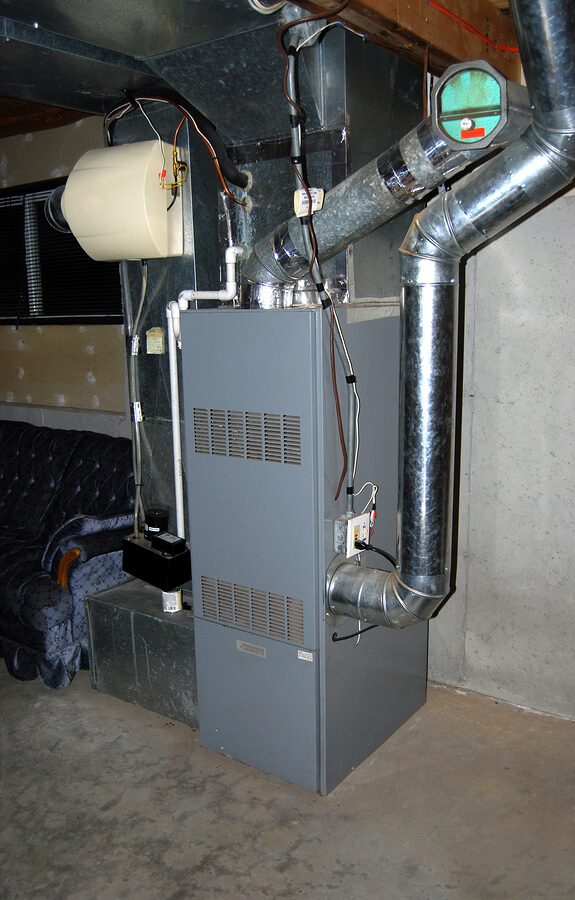 A residential oil furnace - forced hot air with central air conditioning and an in-line humidifier as well.
